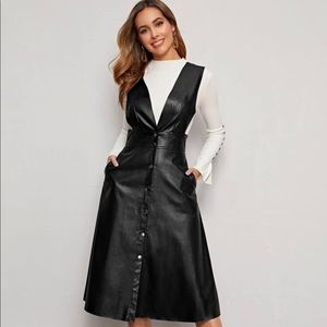 ❌ITEM HAS SOLD❌ PU Leather Pinafore Overall Dress